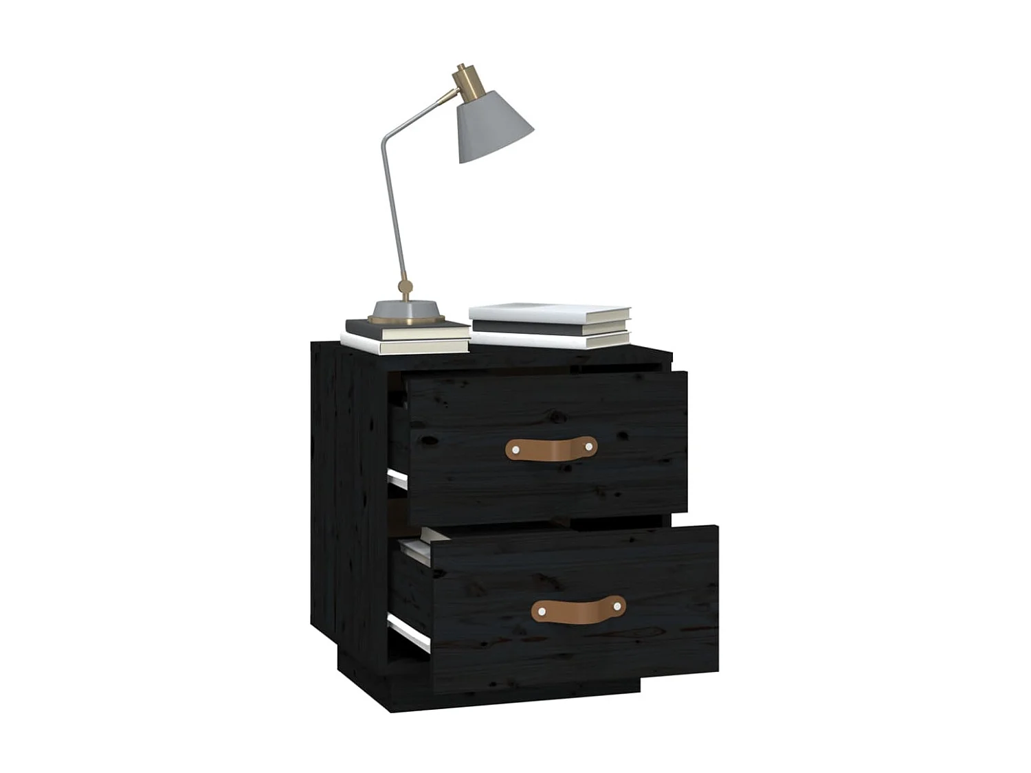 Lot de 2 Tables de chevet Noir 40x34x45 cm Bois de pin massif GHR77274