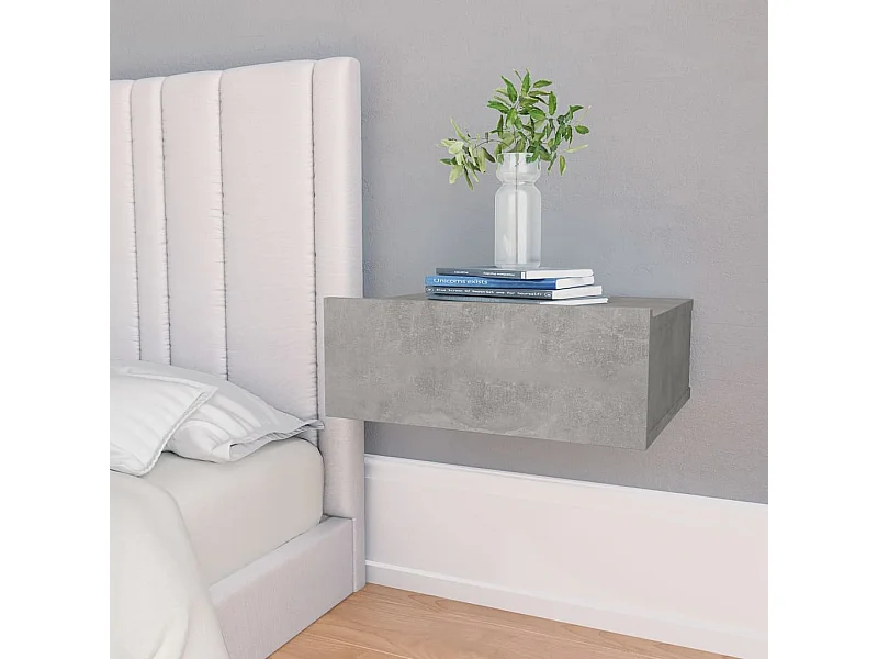 Mesitas de noche flotantes 2 ud madera ingeniería gris hormigón ES46590