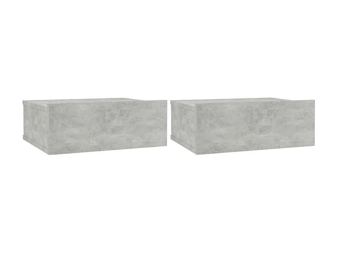 Lot de 2 Tables de chevet flottantes Gris béton 40x30x15 cm GHR97272
