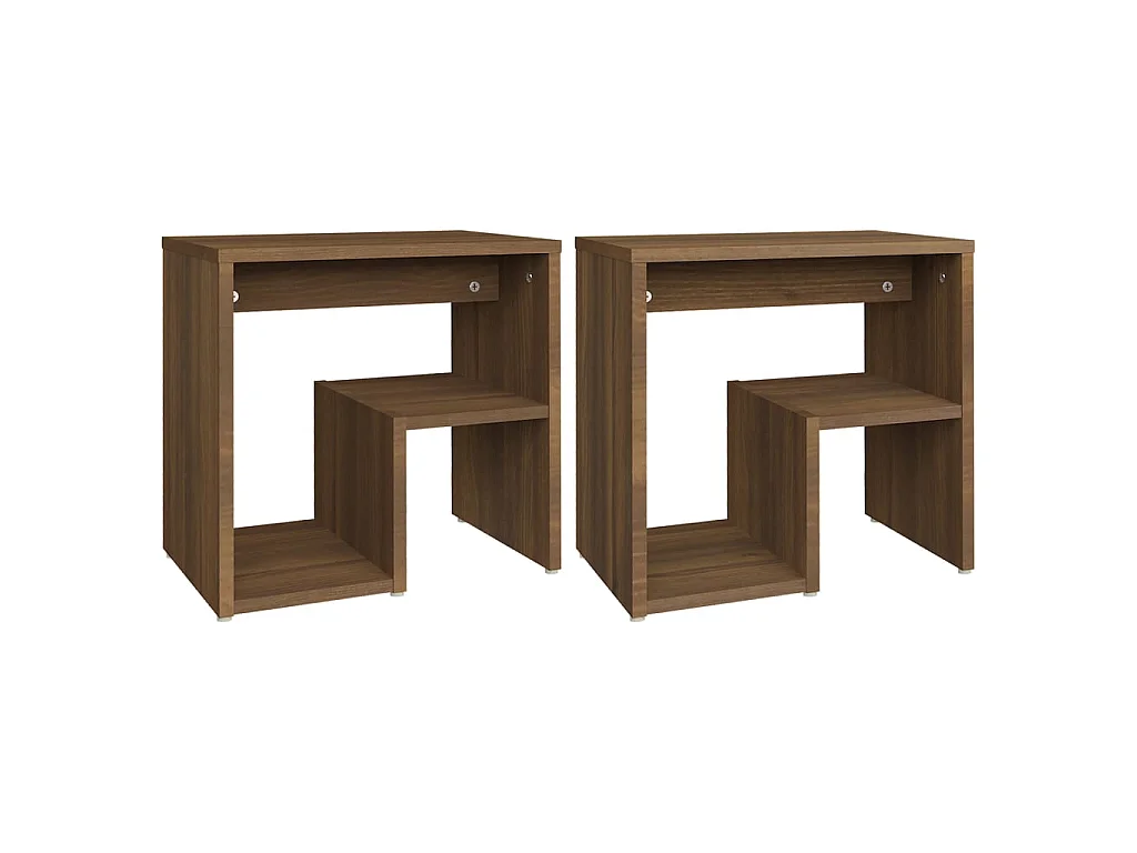 Lot de 2 Tables de chevet Chêne marron 40x30x40 cm Bois ingénierie GHR15685