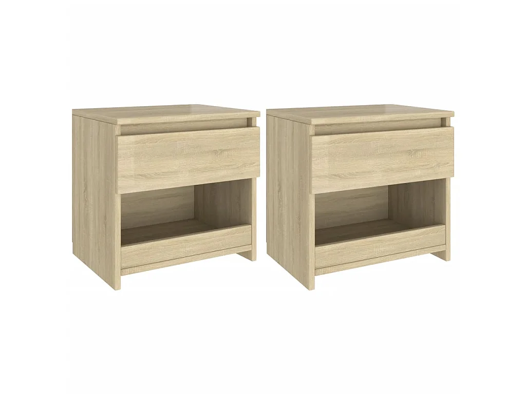 Lot de 2 Tables de chevet Chêne sonoma 40x30x39 cm Aggloméré GHR76285