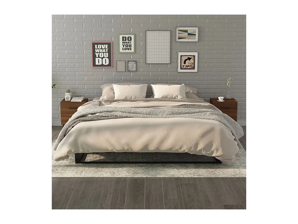 Lote de 2 Mesitas de noche roble marrón 40x35x47,5 cm ES84309