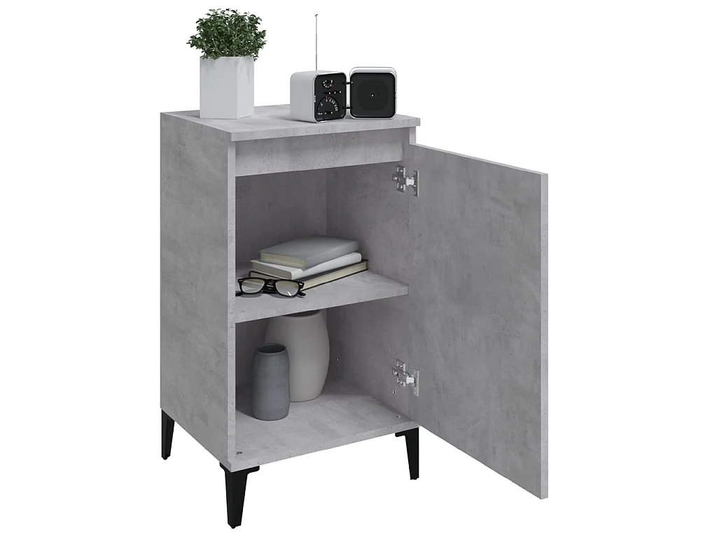 Lot de 2 Tables de chevet gris béton 40x35x70 cm bois d'ingénierie GHR79578