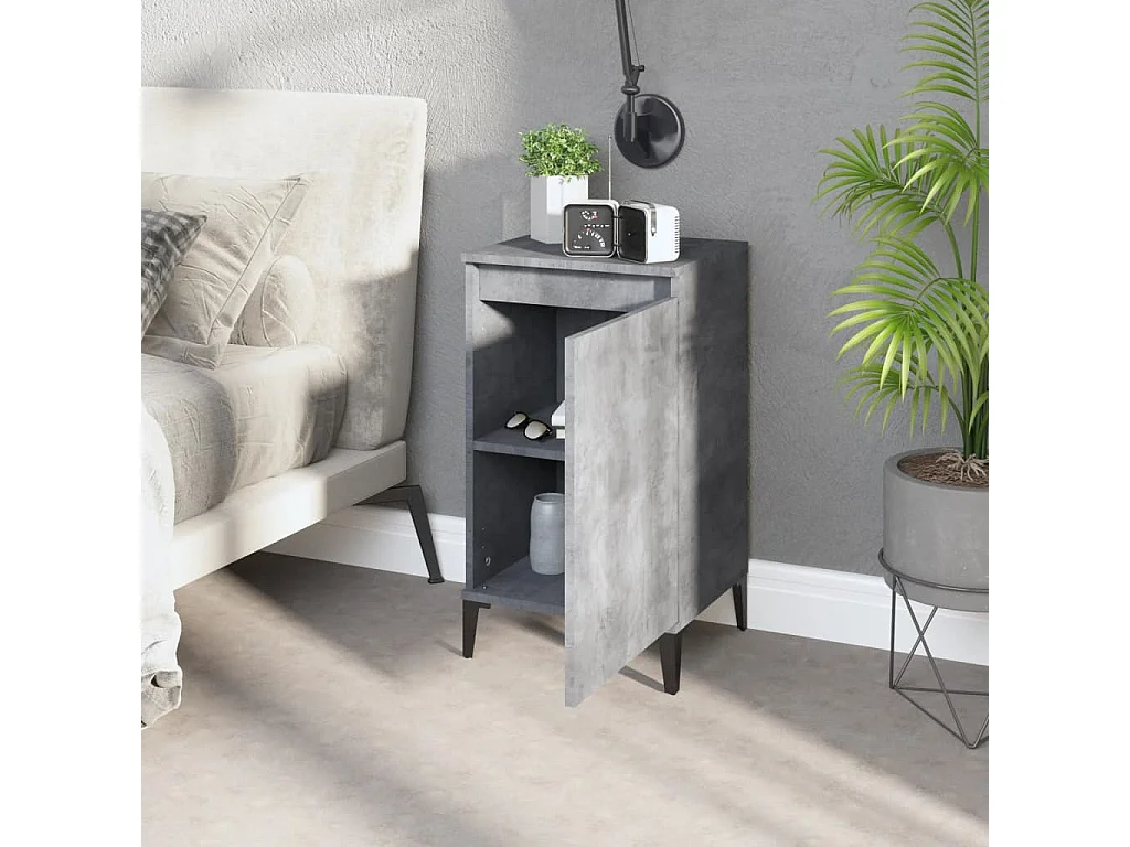 Lot de 2 Tables de chevet gris béton 40x35x70 cm bois d'ingénierie GHR79578