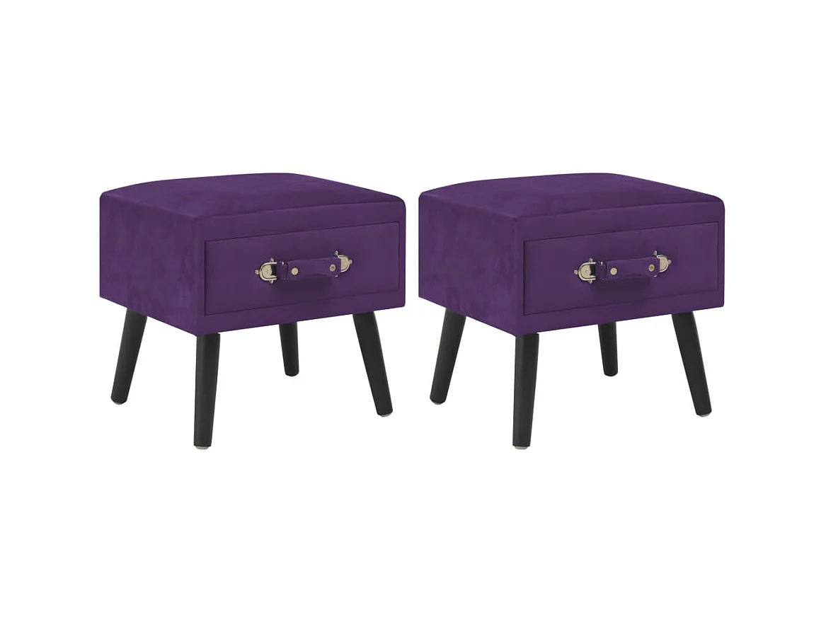 Lot de 2 Tables de chevet Violet foncé 40x35x40 cm Velours GHR23950