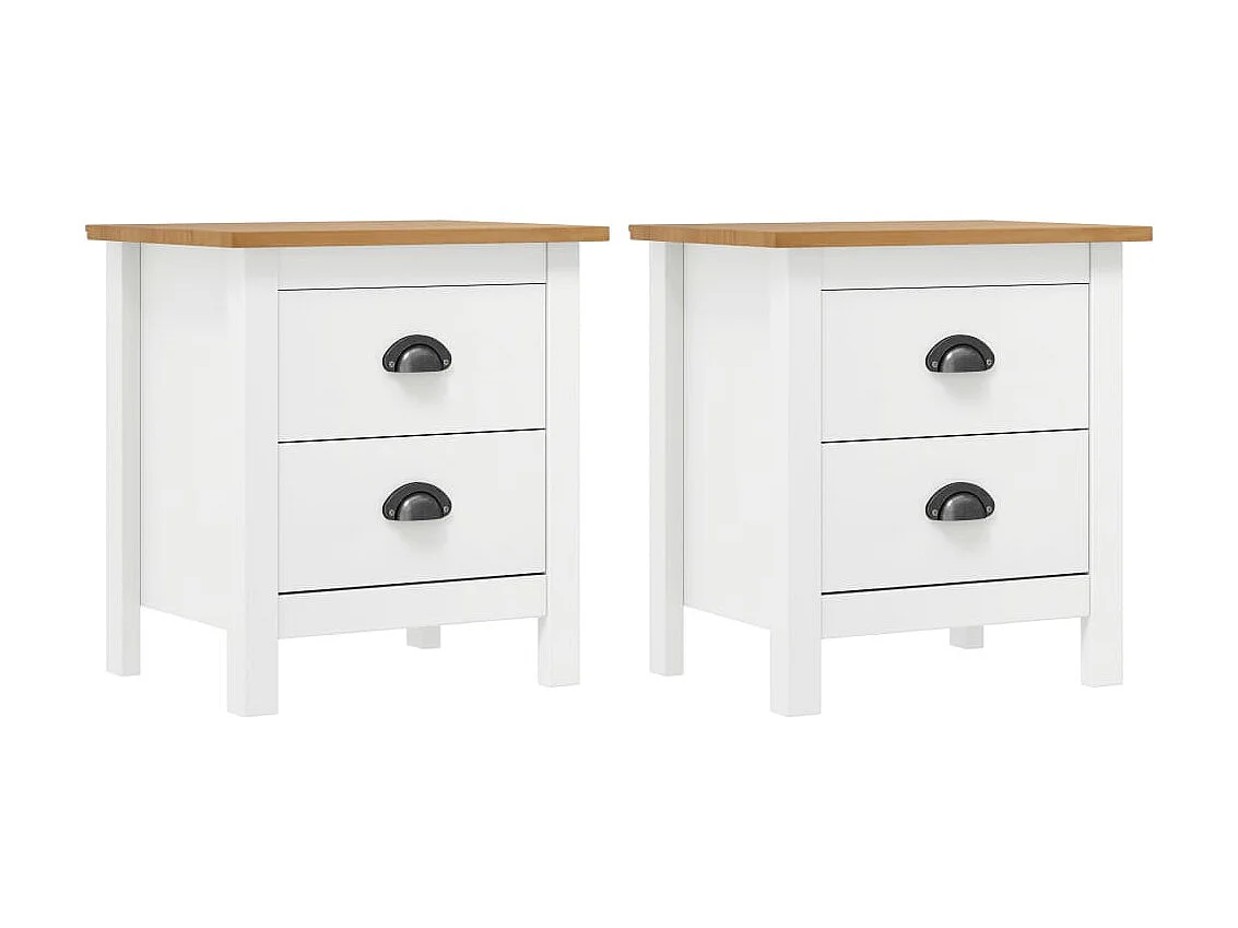 Lot de 2 Tables de chevet Hill Blanc 46x35x49,5 cm Bois pin solide GHR63213
