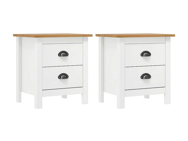 Lot de 2 Tables de chevet Hill Blanc 46x35x49,5 cm Bois pin solide GHR63213
