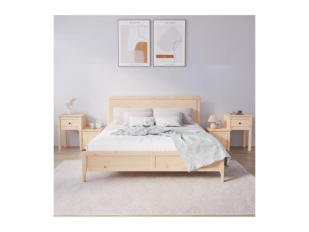Lot de 2 Tables de chevet 79,5x38x65,5 cm Bois de pin massif GHR61453