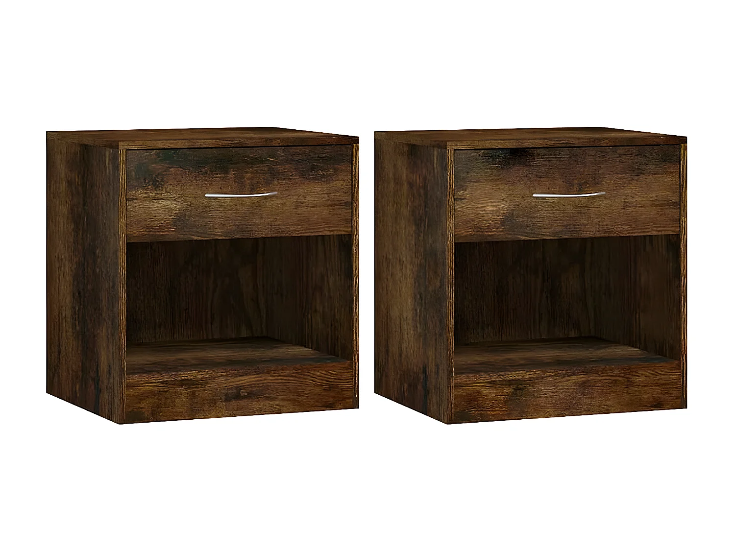 Lot de 2 Tables de chevet avec tiroir Chêne fumé GHR98630