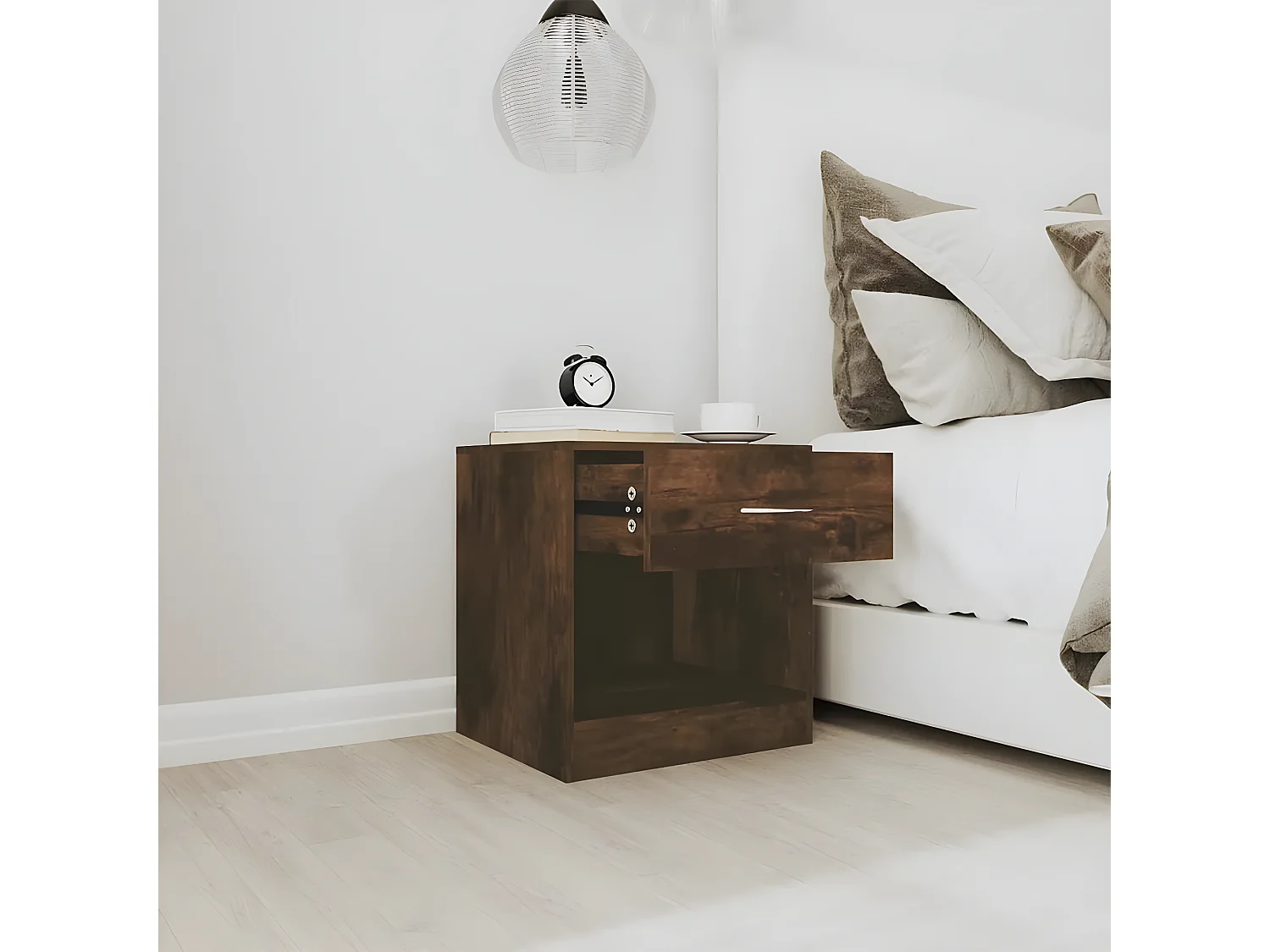 Lot de 2 Tables de chevet avec tiroir Chêne fumé GHR98630