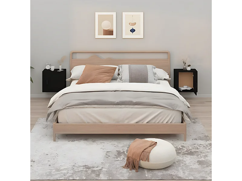 Mesas de cabeceira de parede 2 pcs 50x30x47 cm preto PT84948