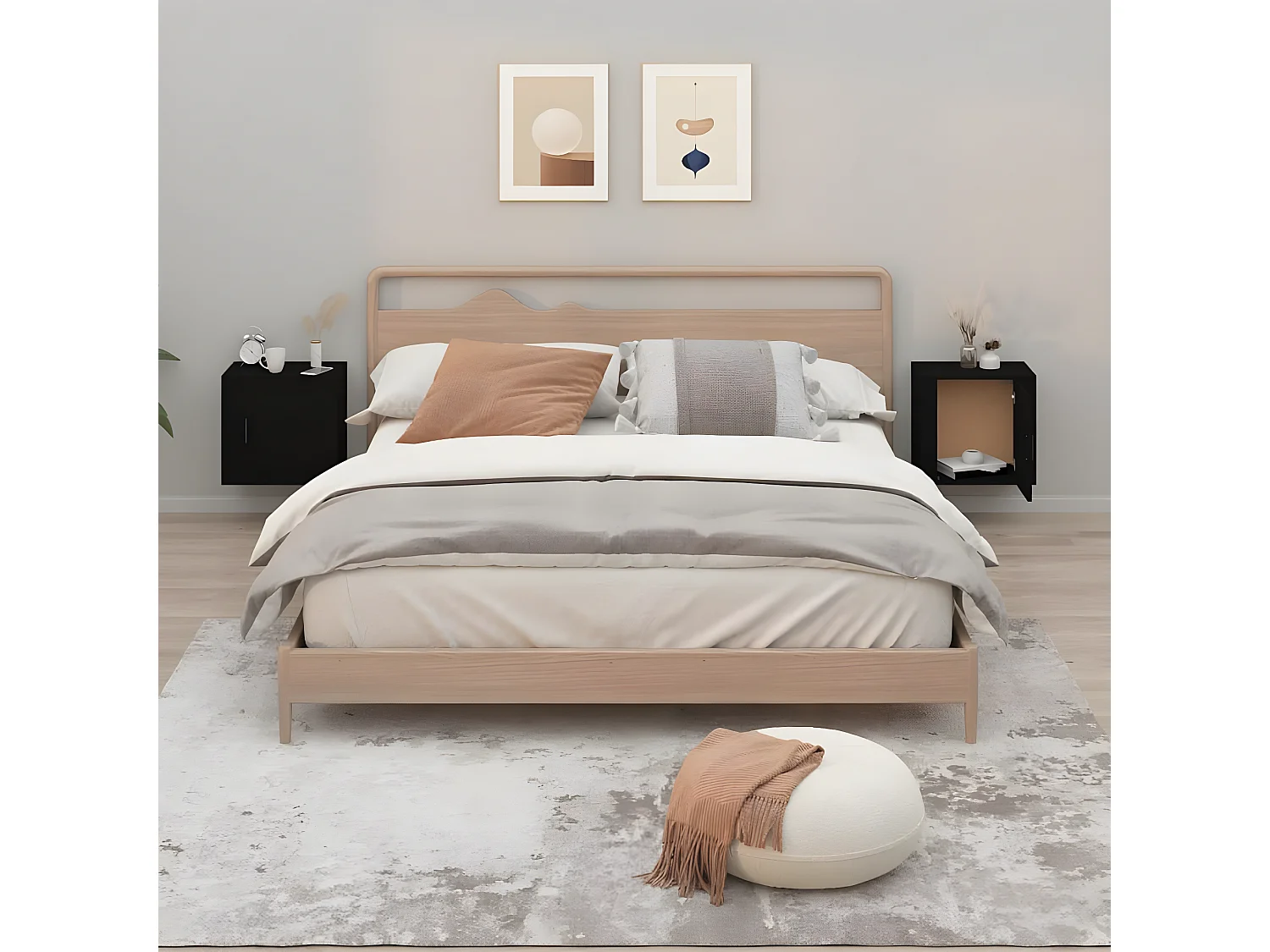 Mesas de cabeceira de parede 2 pcs 50x30x47 cm preto PT84948