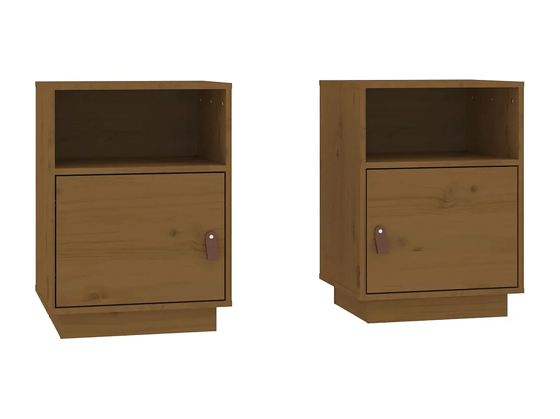 Lot de 2 Tables de chevet Marron miel 40x34x55cm Bois de pin massif GHR32407