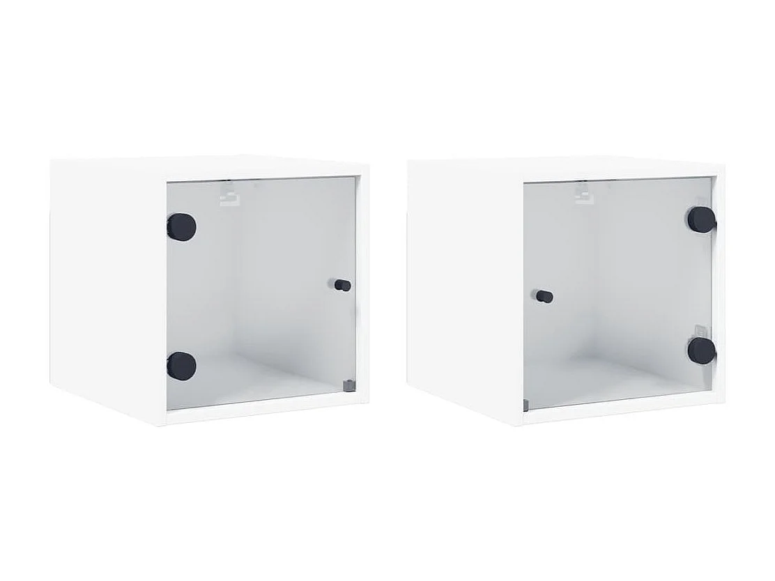 Lot de 2 Tables de chevet avec portes en verre blanc 35x37x35 cm GHR51721