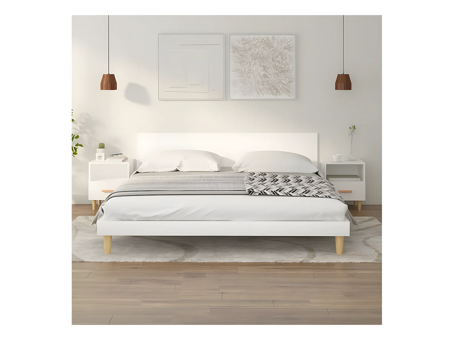 Lot de 2 Tables de chevet Blanc 40x35x47 cm GHR18066