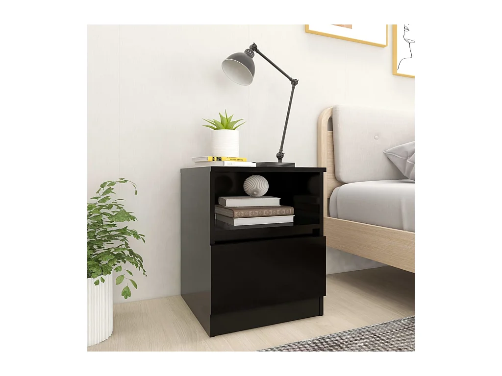 Lot de 2 Tables de chevet Noir 40x40x50 cm Aggloméré GHR52530