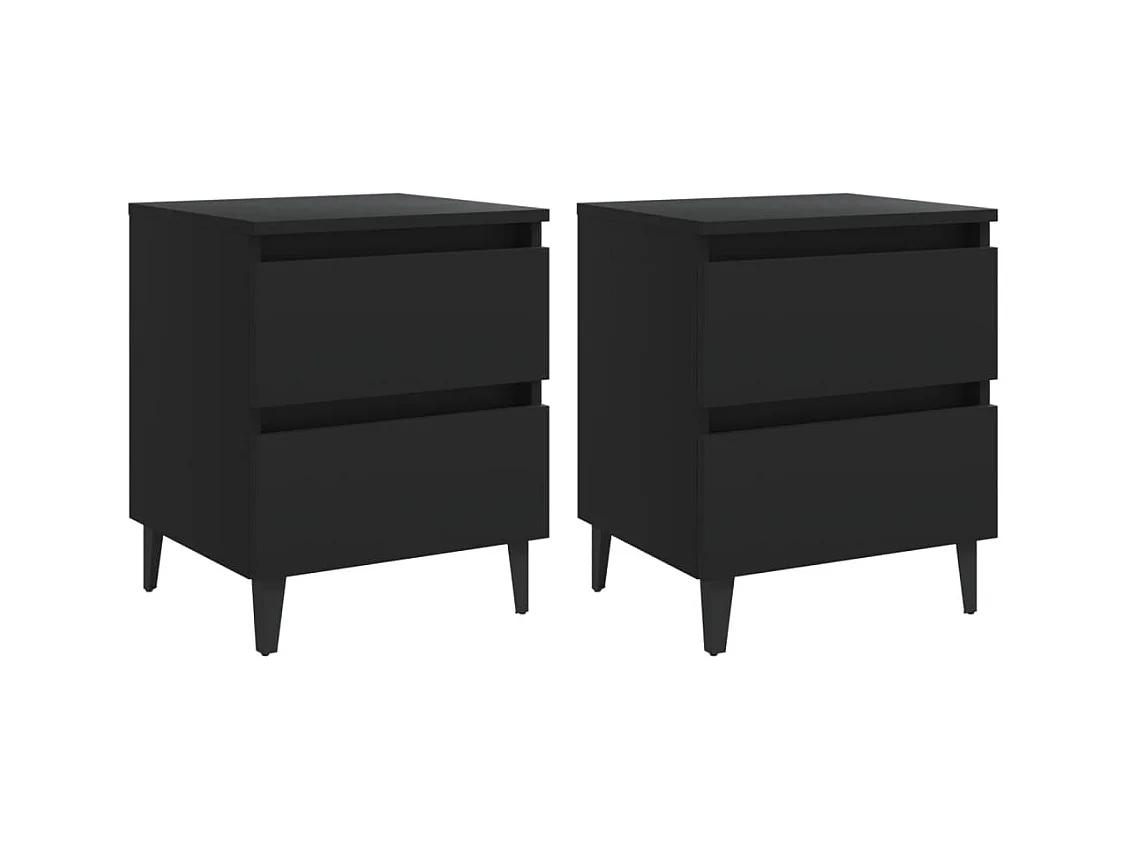 Lot de 2 Tables de chevet Noir 40x35x50 cm Aggloméré GHR99609