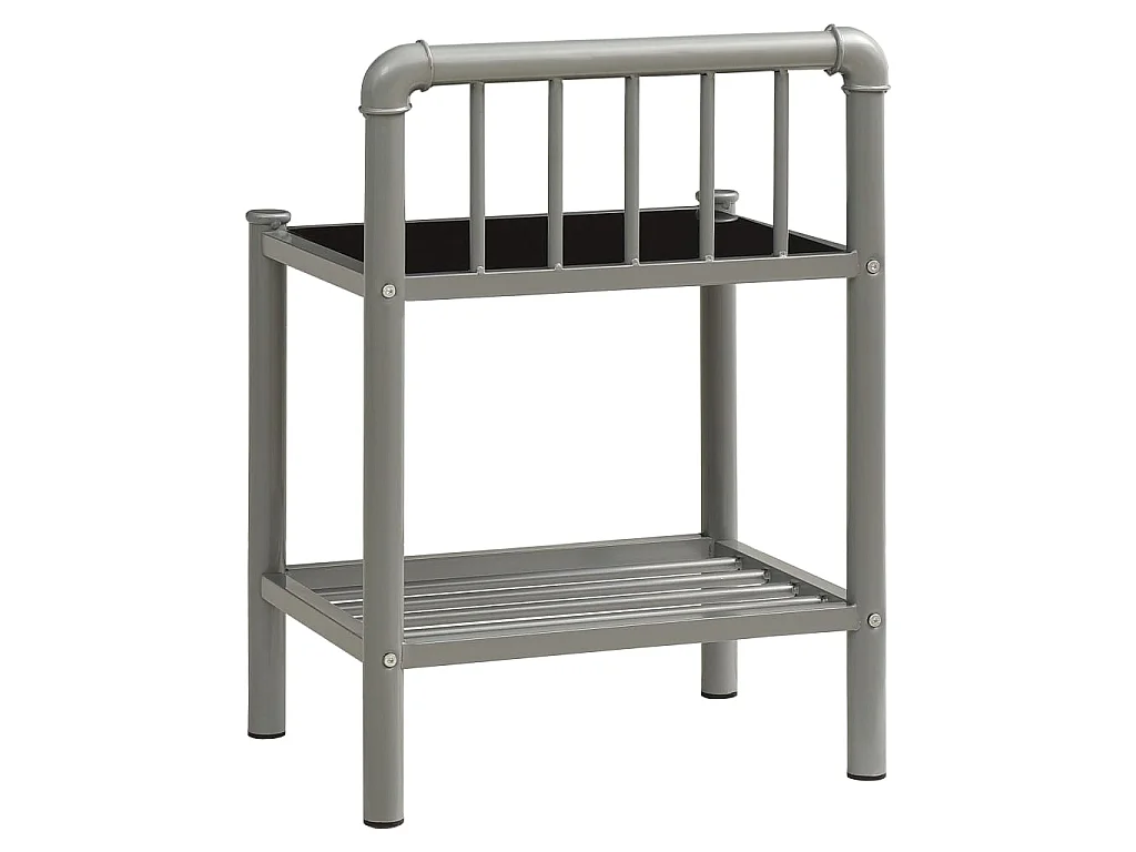 Lot de 2 Tables de chevet Gris et noir Métal et verre GHR62255