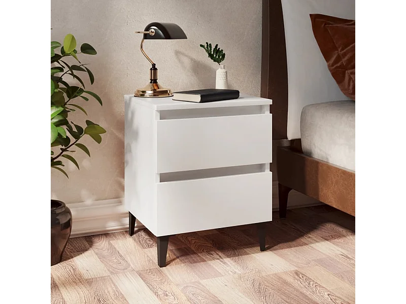 Lot de 2 Tables de chevet Blanc 40x35x50 cm Aggloméré GHR30494