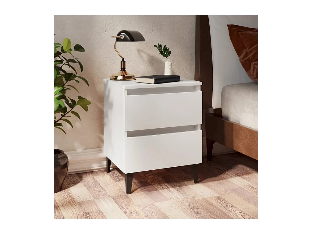 Lot de 2 Tables de chevet Blanc 40x35x50 cm Aggloméré GHR30494