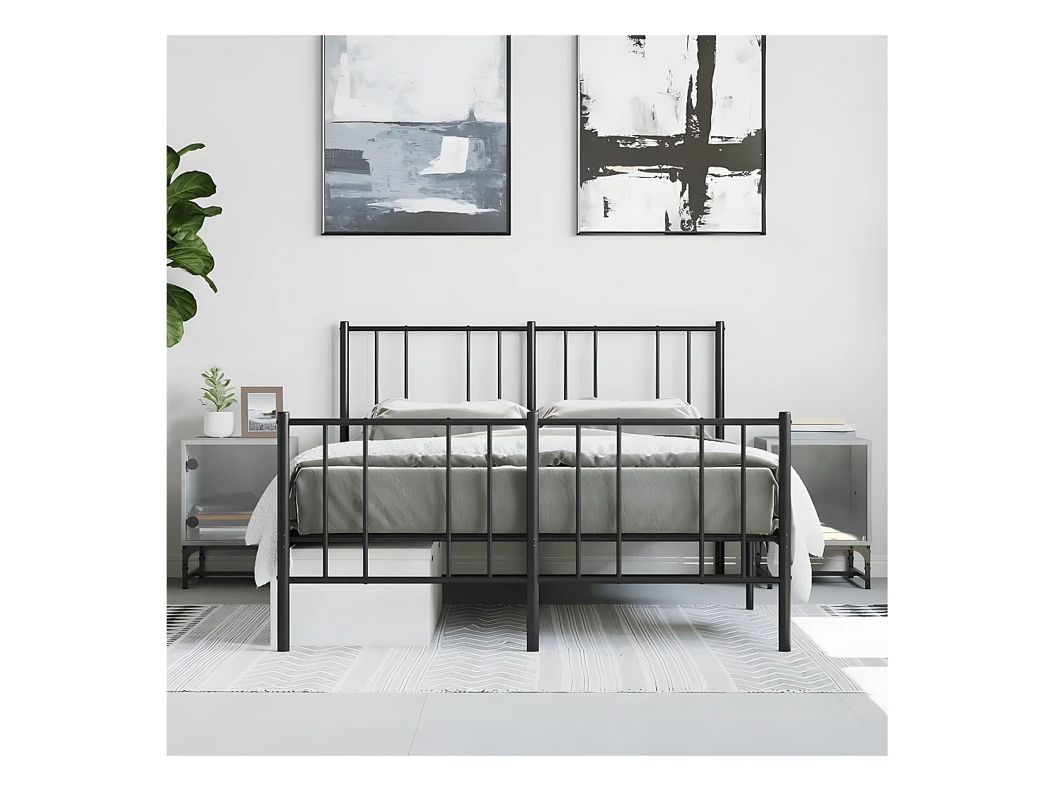 Lot de 2 Tables de chevet et portes vitrées gris béton 35x37x50 cm GHR10689