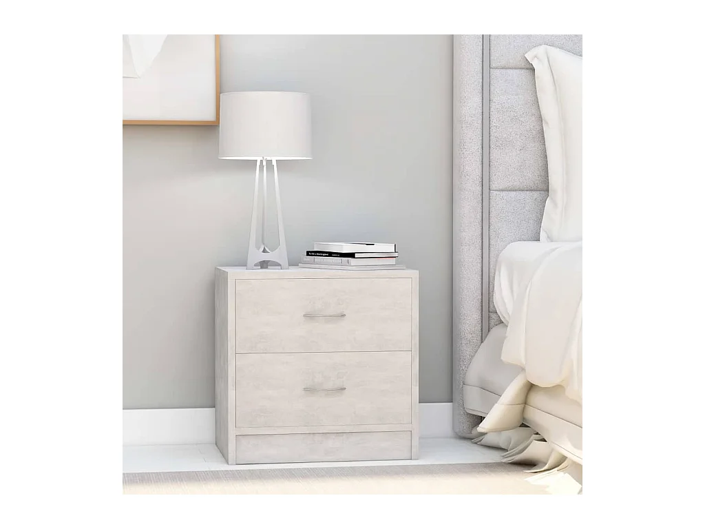 Lot de 2 Tables de chevet Gris béton 40 x 30 x 40 cm Aggloméré GHR87459