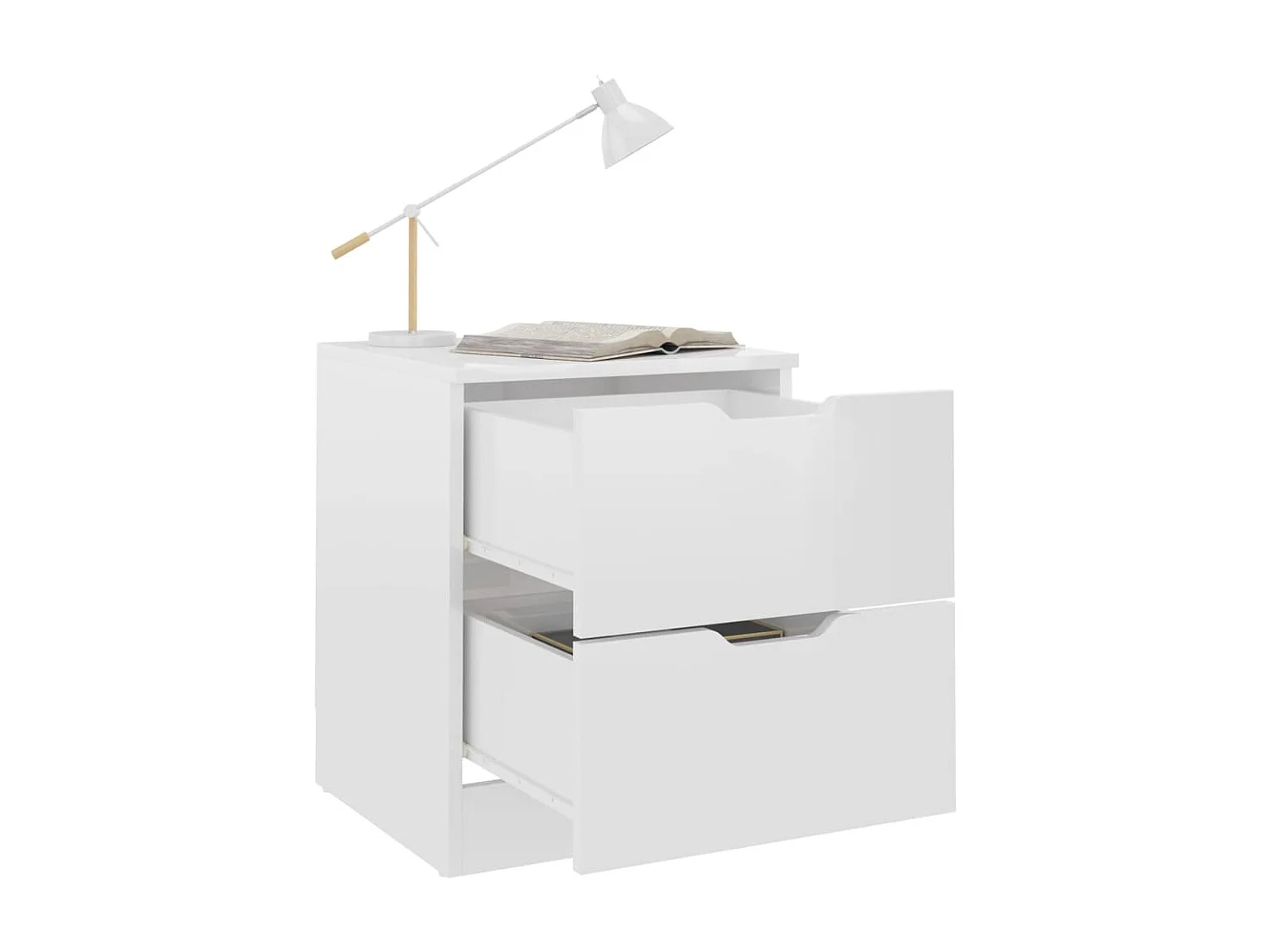 Lot de 2 Tables de chevet Blanc brillant 40x40x50 cm Aggloméré GHR60894