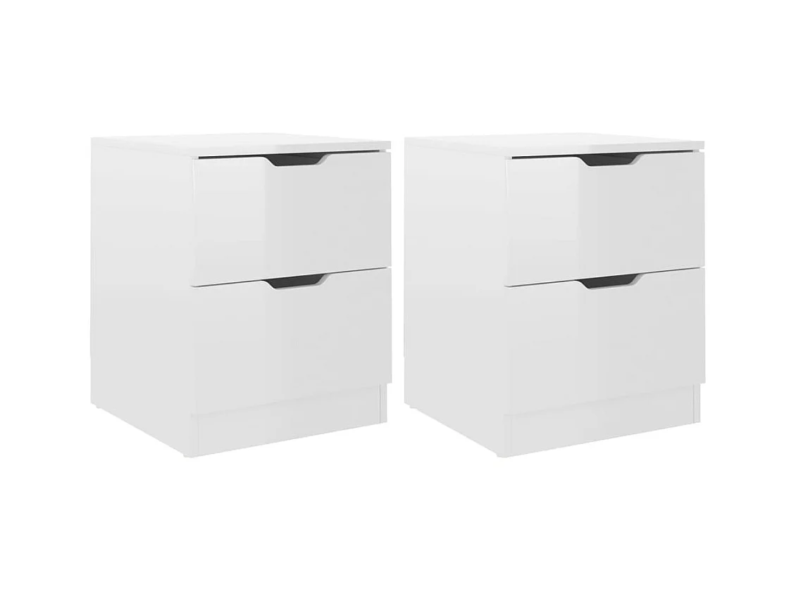 Lot de 2 Tables de chevet Blanc brillant 40x40x50 cm Aggloméré GHR60894