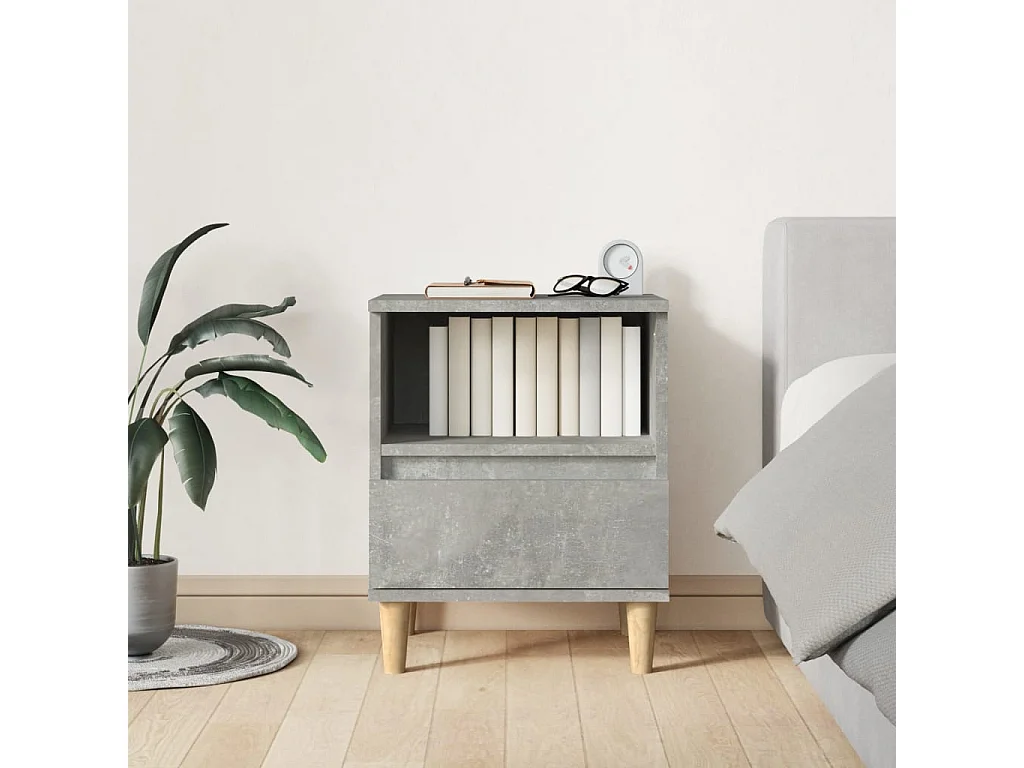 Lot de 2 Tables de chevet Gris béton 40x35x50 cm GHR97896