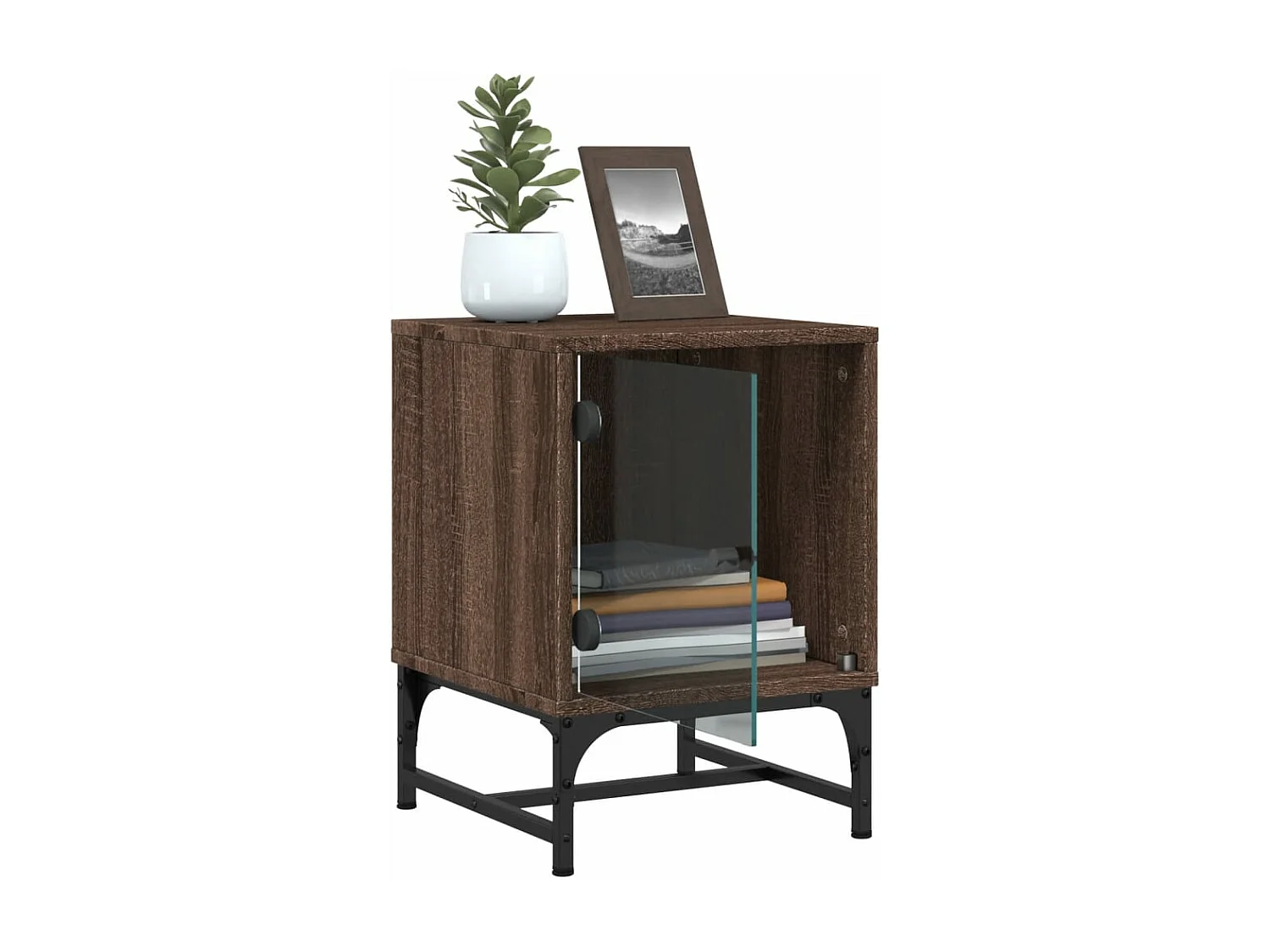 Mesas cabeceira portas vidro 2 pcs 35x37x50cm carvalho castanho PT59827