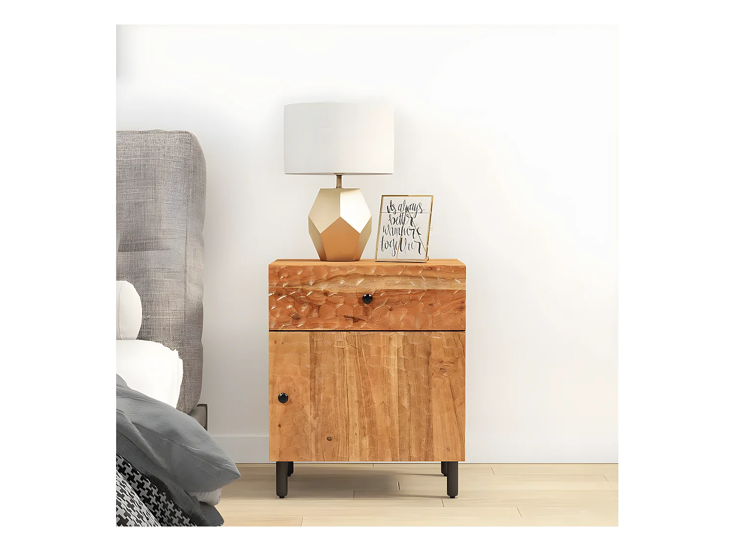 Table de chevet 50x33x60 cm bois d'acacia solide GHR73237