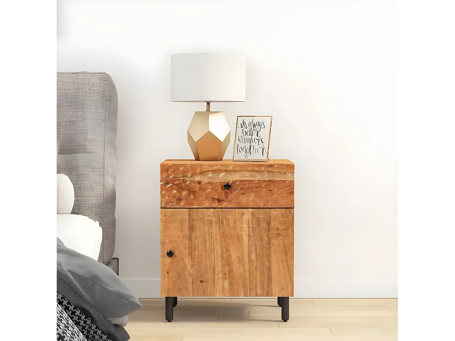 Table de chevet 50x33x60 cm bois d'acacia solide GHR73237