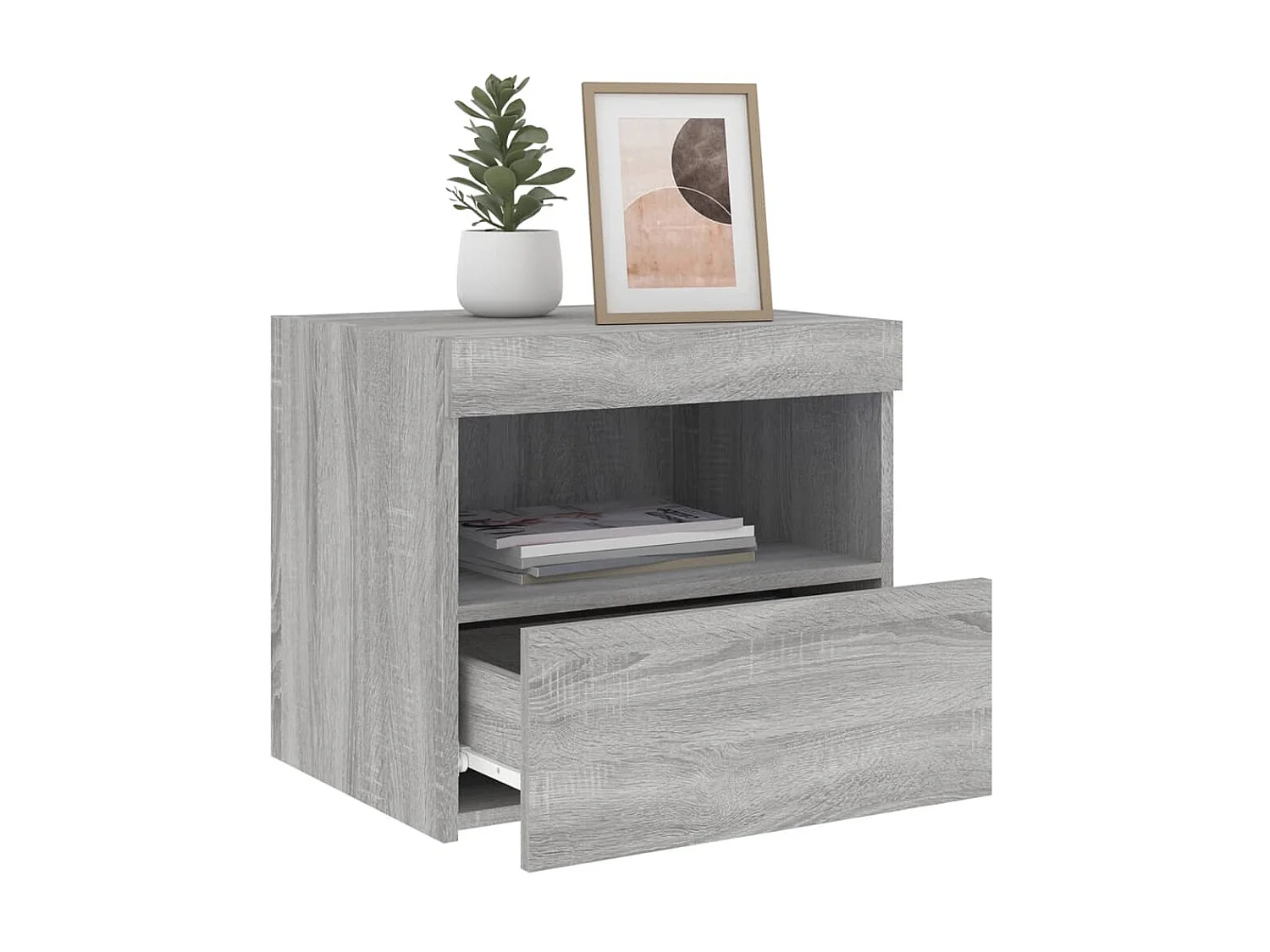 Table de chevet avec lumières LED sonoma gris 50x40x45 cm GHR76514