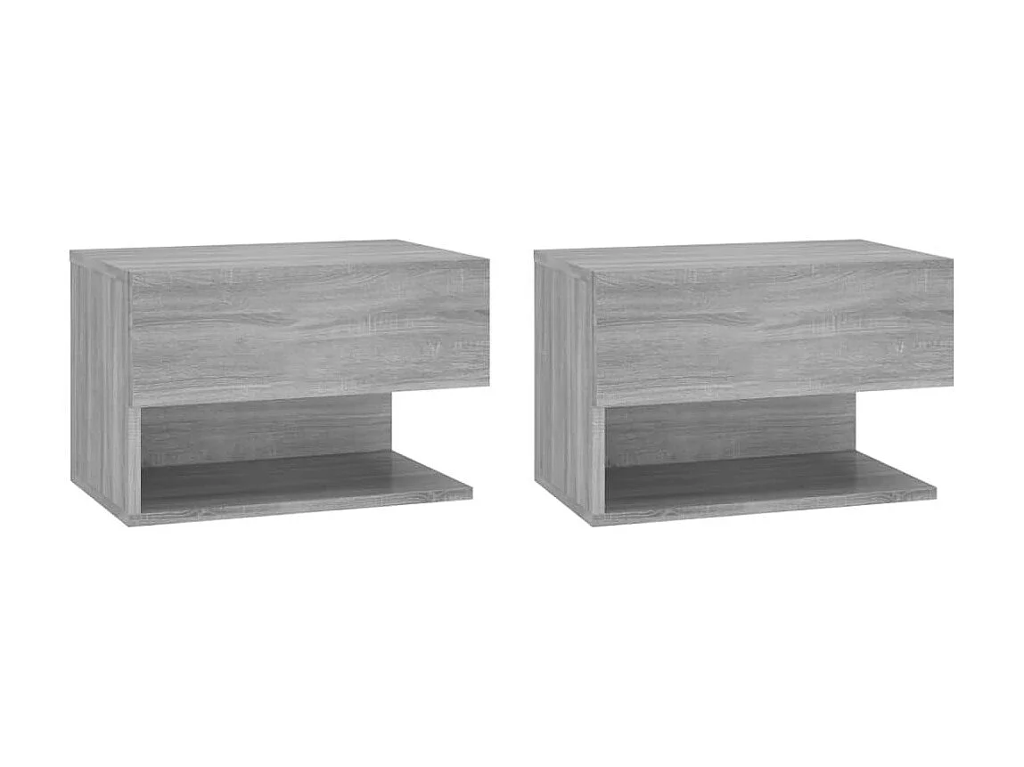 Lot de 2 Tables de chevet murales Sonoma gris GHR58025