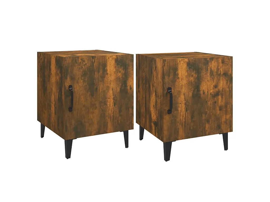 Lote de 2 Mesitas de noche madera contrachapada color roble ahumado ES55007