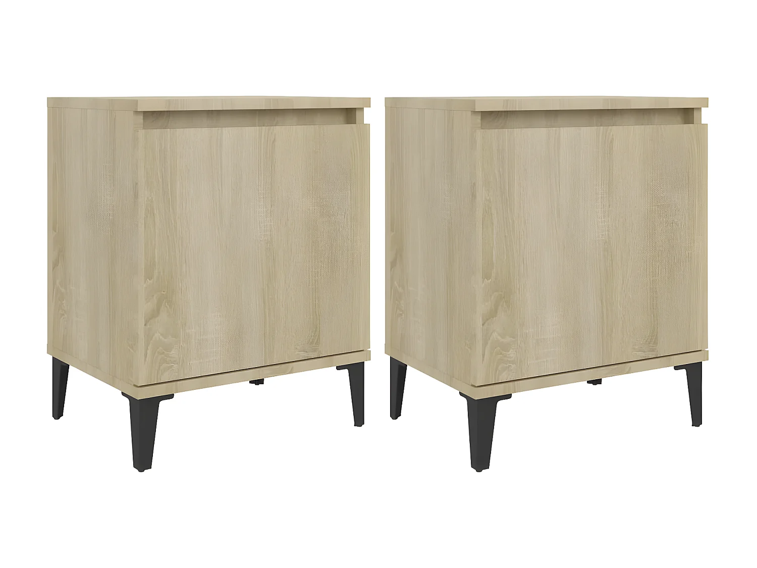 Lot de 2 Tables de chevet pieds en métal Chêne sonoma 40x30x50 cm GHR53847