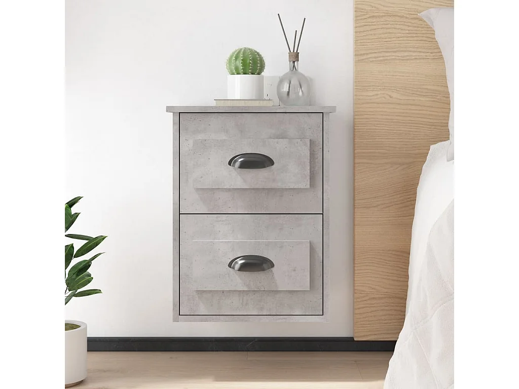 Lot de 2 Tables de chevet murales gris béton 41,5x36x53 cm GHR25971