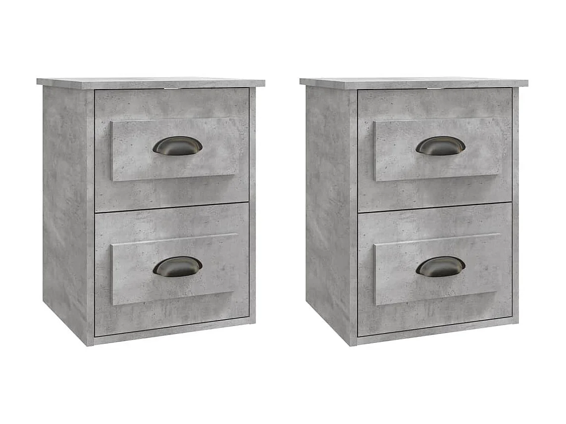 Lot de 2 Tables de chevet murales gris béton 41,5x36x53 cm GHR25971