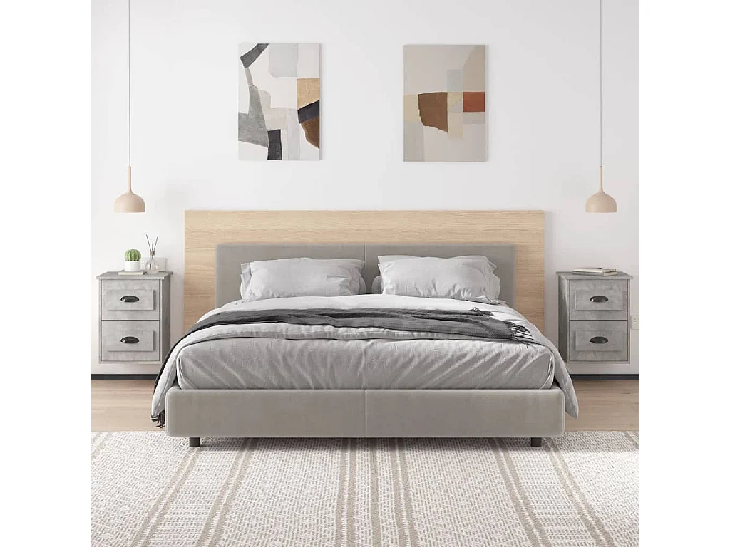 Lot de 2 Tables de chevet murales gris béton 41,5x36x53 cm GHR25971