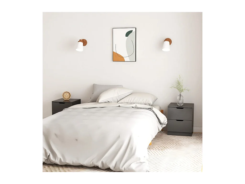 Nachtkastjes 2 st 40x40x50 cm bewerkt hout grijs NL50470