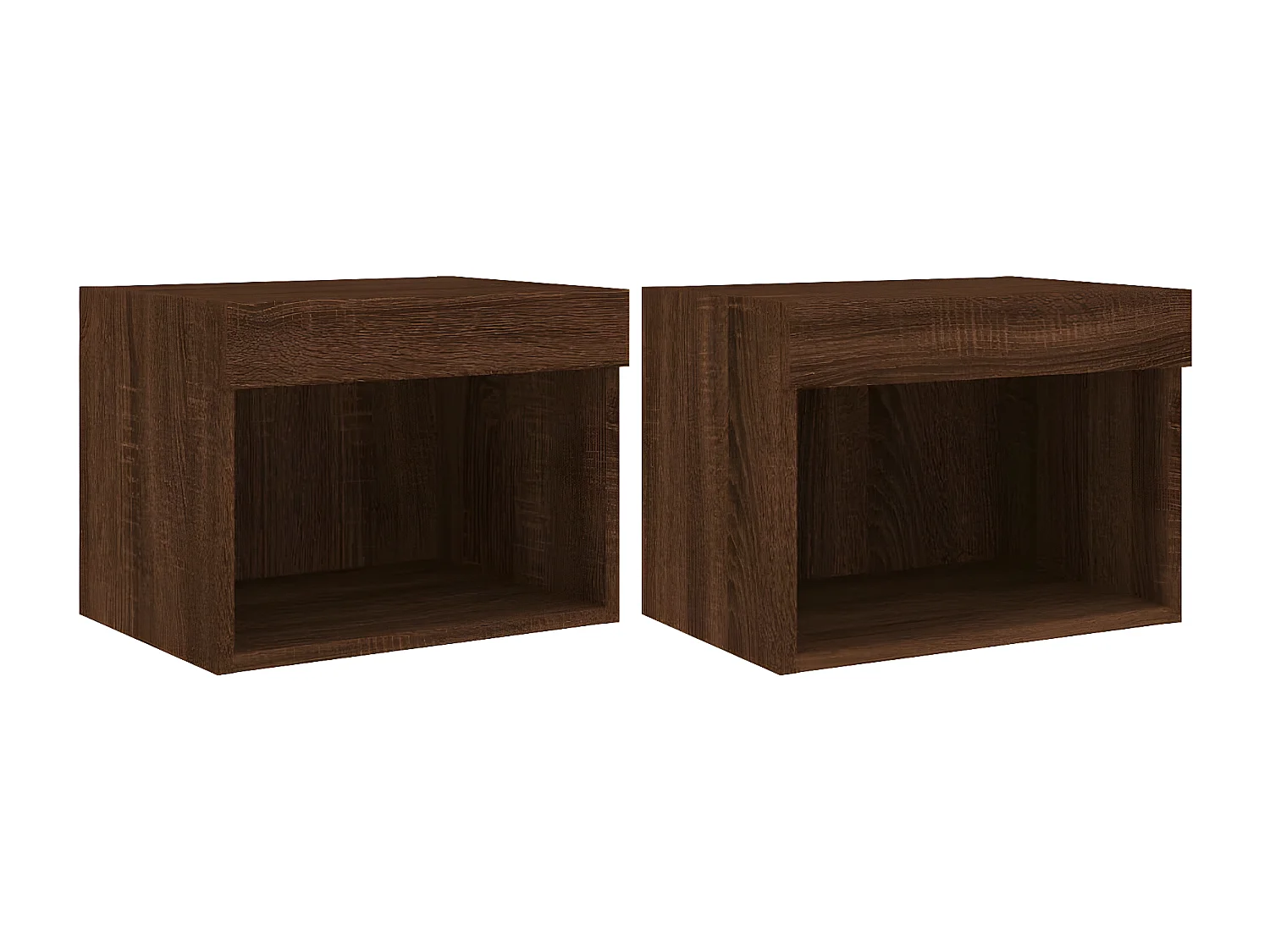 Lot de 2 Tables de chevet murales avec lumières LED chêne marron GHR56104