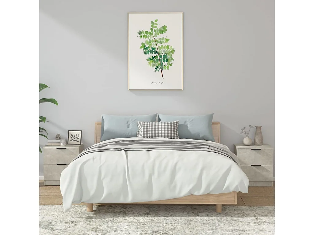 Lot de 2 Tables de chevet Gris béton Bois d'ingénierie GHR36658