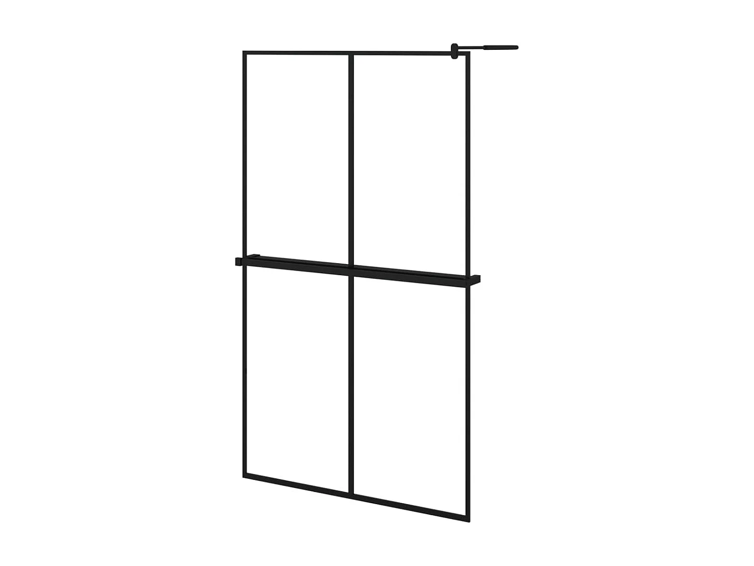 Mampara ducha con estante vidrio ESG y aluminio negro 118x190cm ES66234