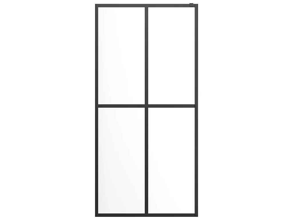 Mampara ducha con estante vidrio ESG y aluminio negro 118x190cm ES66234