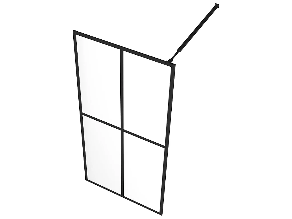 Mampara ducha con estante vidrio ESG y aluminio negro 118x190cm ES66234