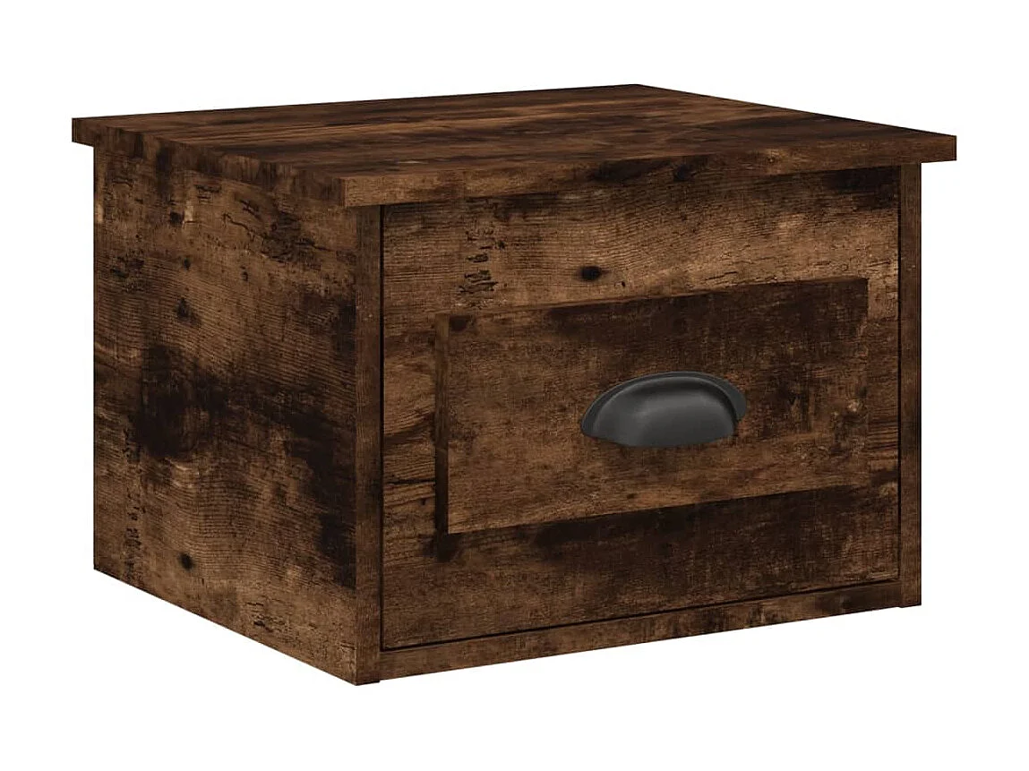 Lot de 2 Tables de chevet murales chêne fumé 41,5x36x28 cm GHR18011