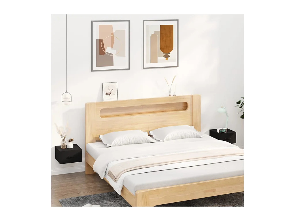 Lot de 2 Tables de chevet murales Noir 35x35x20 cm GHR34470
