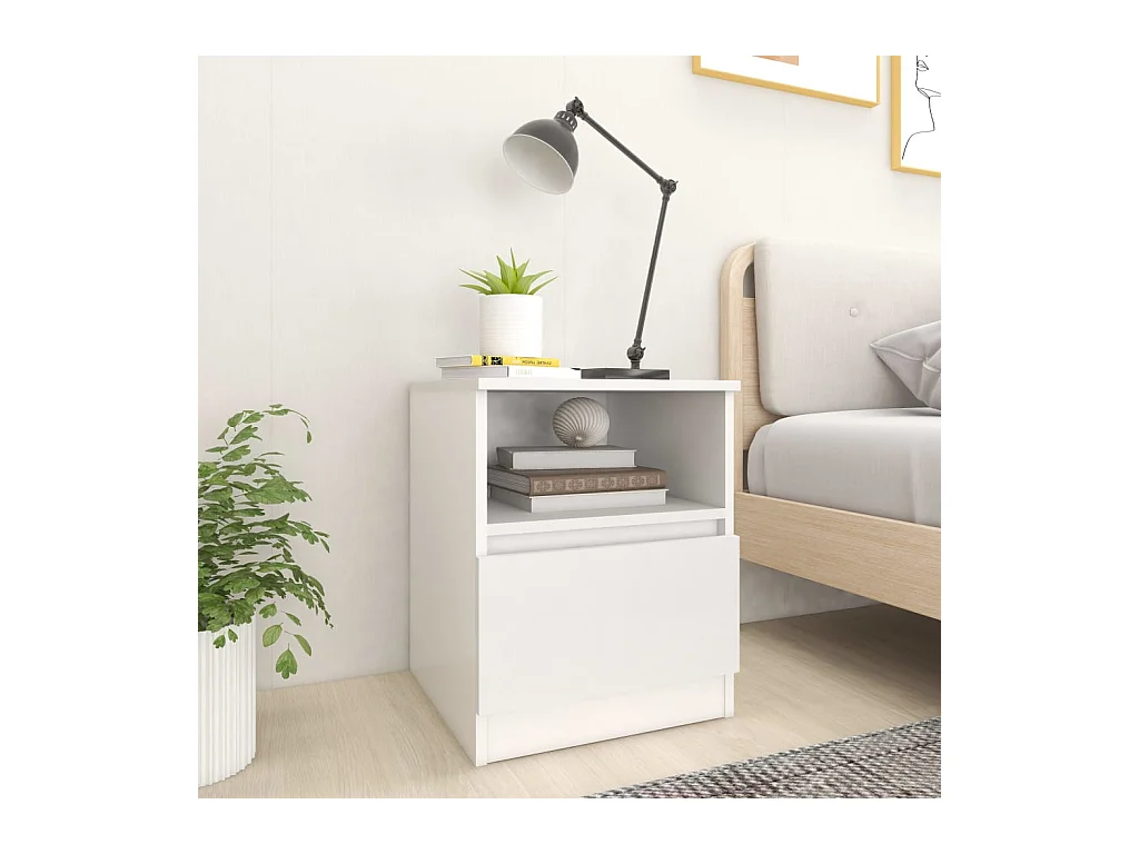 Lot de 2 Tables de chevet Blanc 40x40x50 cm Aggloméré GHR72136