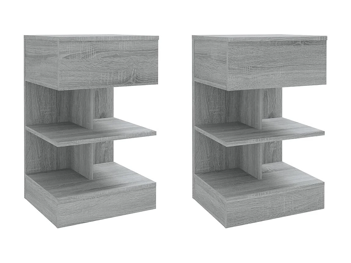 Lote de 2 Mesitas de noche madera gris Sonoma 40x35x65 cm ES98104