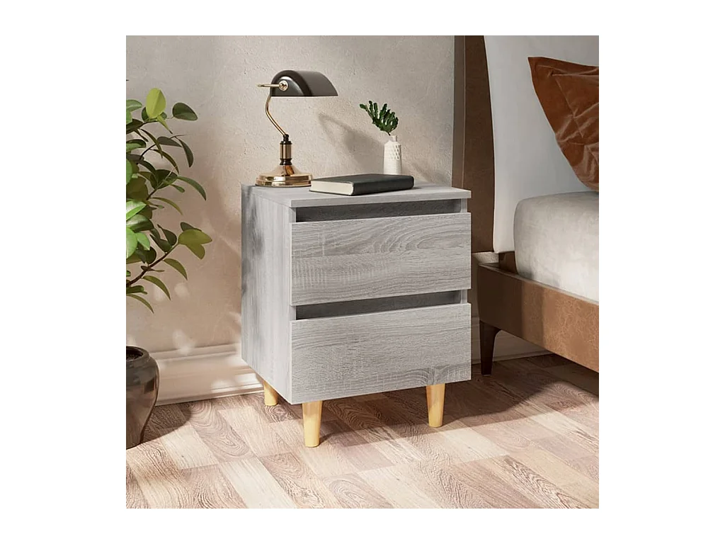 Lot de 2 Tables de chevet pieds en bois Sonoma gris 40x35x50 cm GHR89777